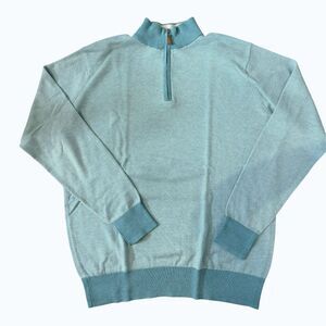 Peter Millar Crown Men’s Quarter-Zip Pullover Sweater Aqua Size Large NWOT